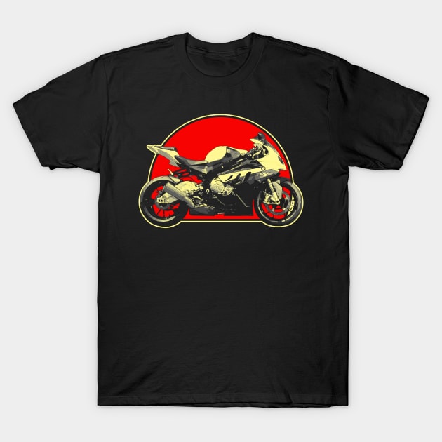 2010 BMW S1000RR Retro Red Circle Motorcycle T-Shirt by Skye Bahringer